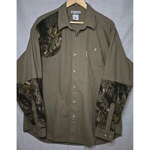 Columbia Sportswear Camo Button Up Shooting Hunting Long Sleeve Shirt Size XL